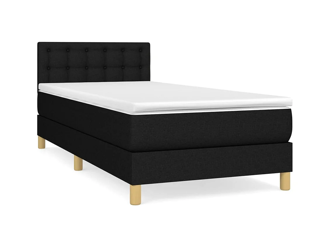 Sommier à lattes de lit avec matelas Noir 90x190 Tissu