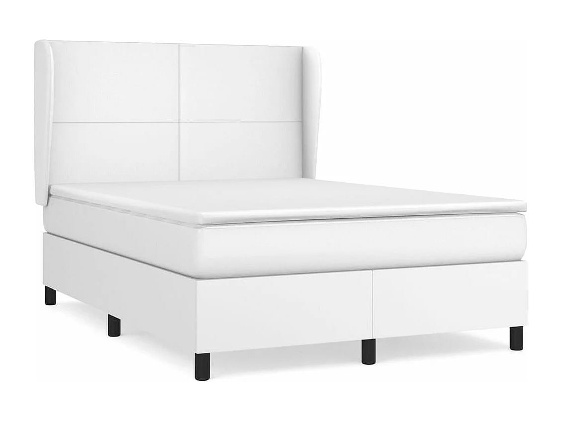 Sommier à lattes de lit avec matelas Blanc 140x190 Similicuir