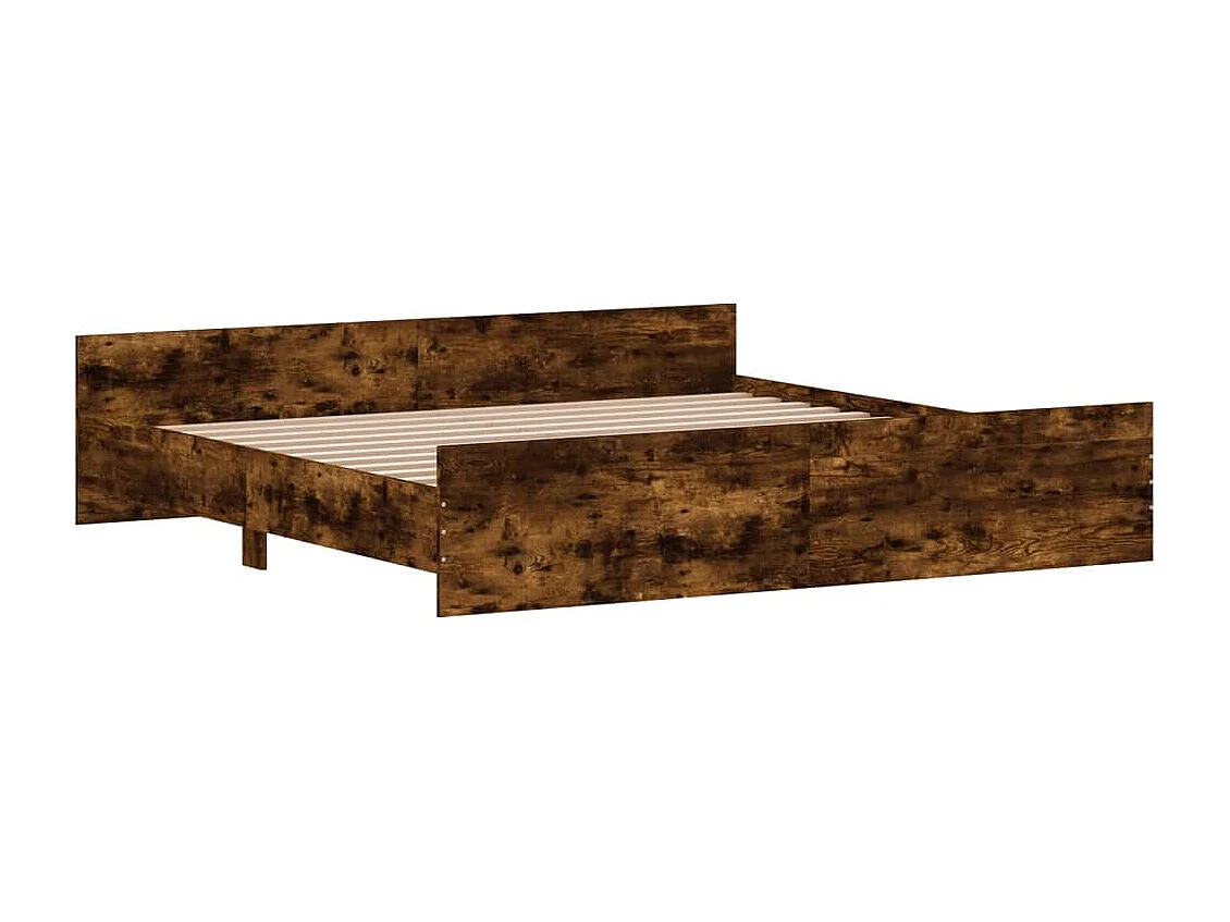 Cadre de lit tête de lit et pied de lit chêne fumé 180x200