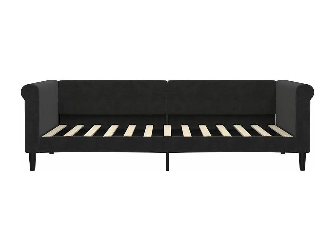Lit de jour avec matelas noir 90x200 velours