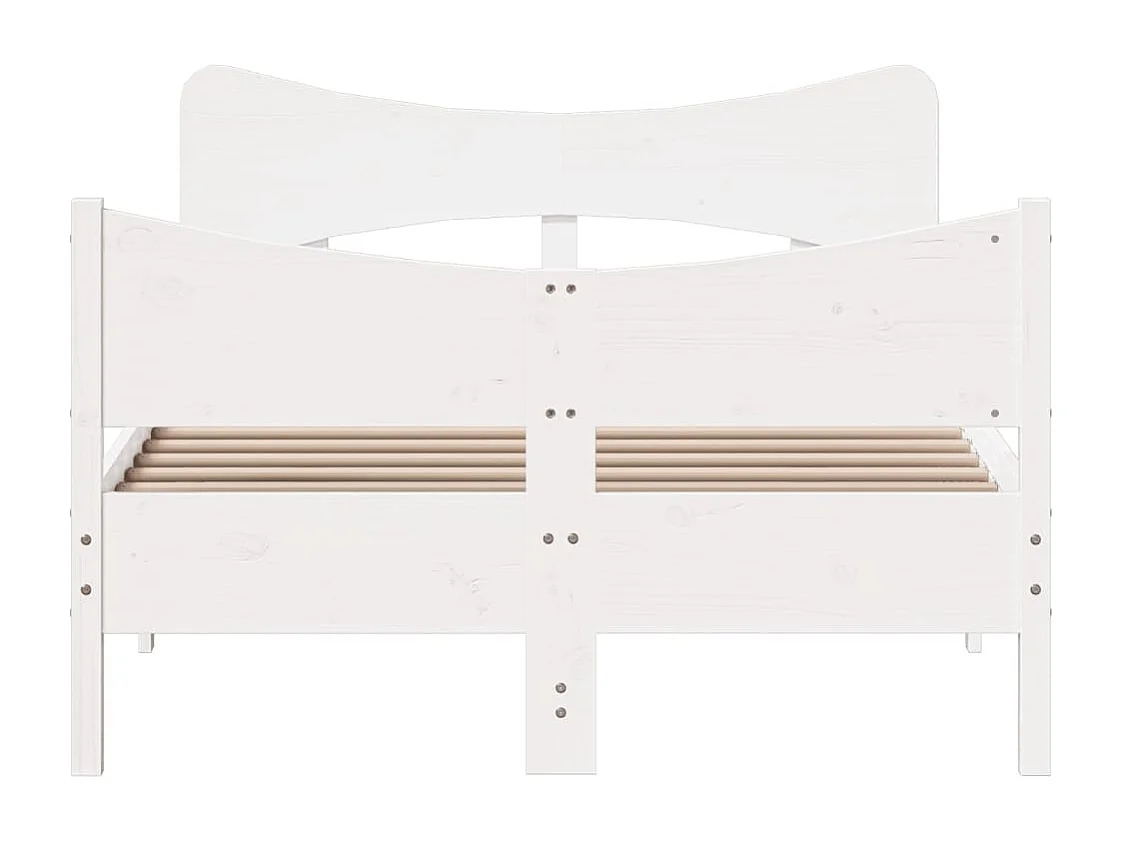 Cadre de lit avec tête de lit blanc 120x190 bois pin massif
