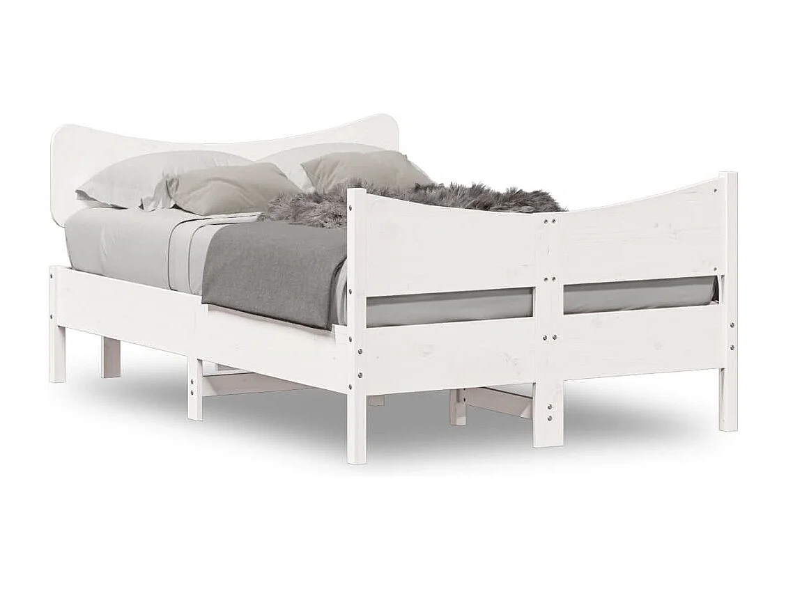 Cadre de lit avec tête de lit blanc 120x190 bois pin massif