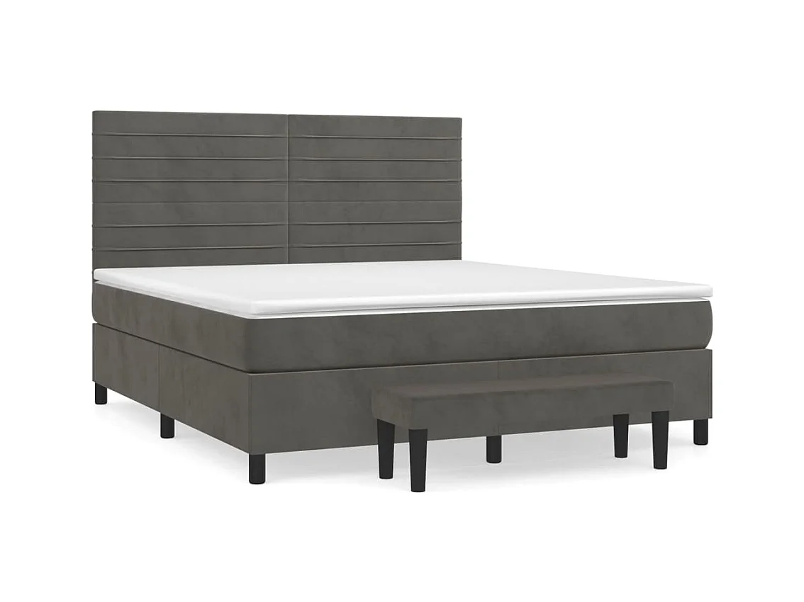 Sommier à lattes de lit et matelas Gris foncé 180x200 Velours