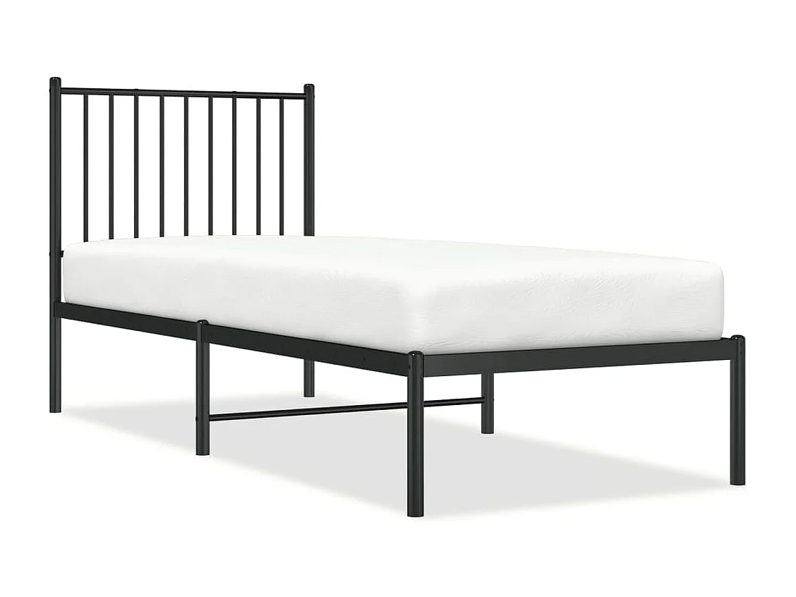 Cadre de lit métal avec tête de lit noir 80x200