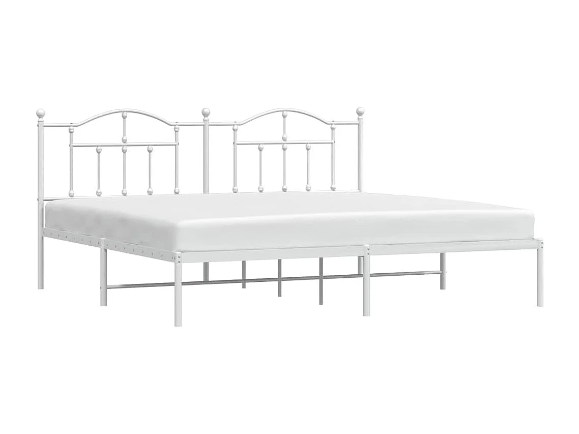 Cadre de lit métal avec tête de lit blanc 193x203