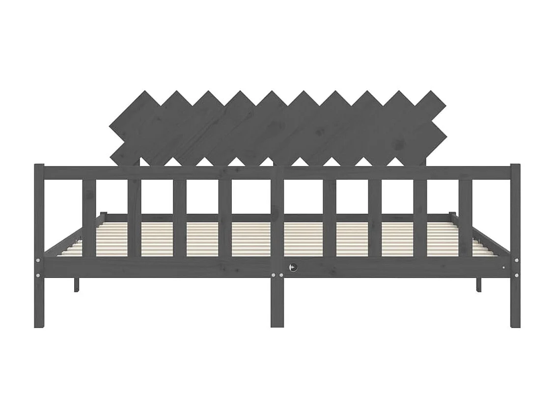 Cadre de lit avec tête de lit gris 200x200 bois massif