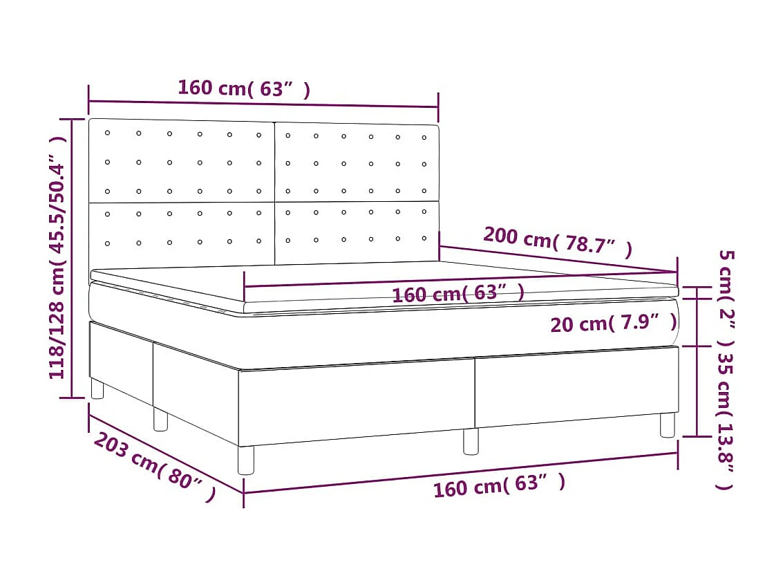 Sommier à lattes de lit avec matelas Taupe 160x200 Tissu