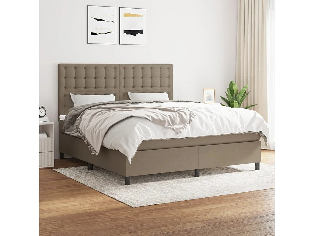 Sommier à lattes de lit avec matelas Taupe 160x200 Tissu