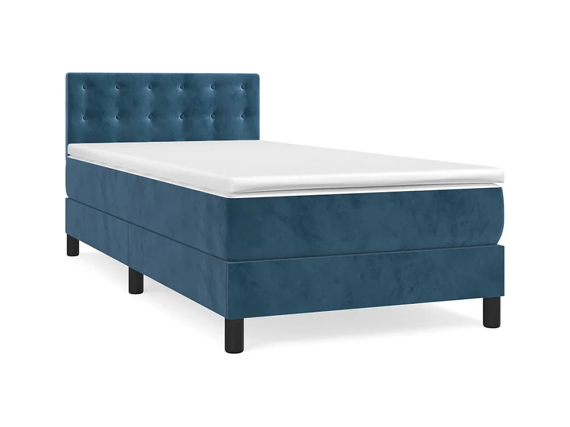 Sommier à lattes de lit et matelas Bleu foncé 80x200 Velours