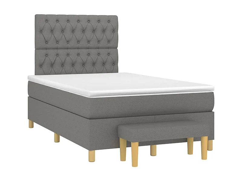 Sommier à lattes de lit avec matelas gris foncé 120x190 tissu