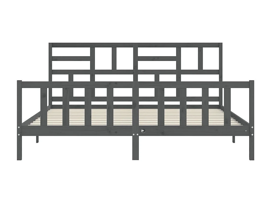 Cadre de lit avec tête de lit gris 200x200 bois massif