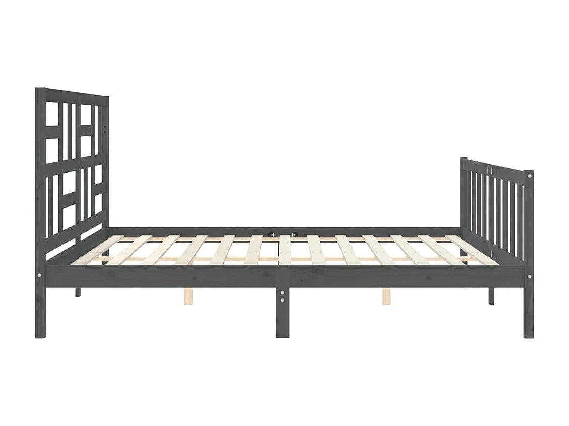 Cadre de lit avec tête de lit gris 200x200 bois massif