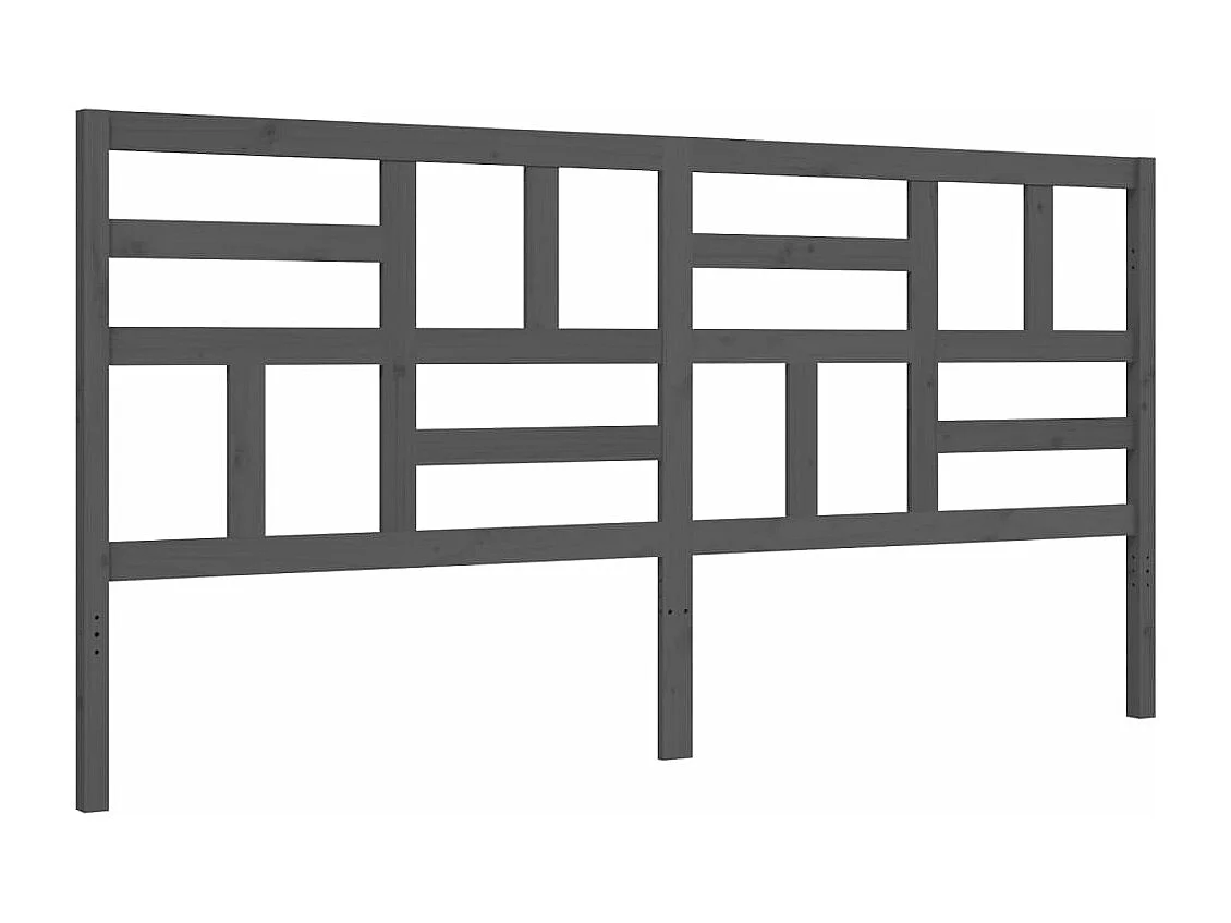 Cadre de lit avec tête de lit gris 200x200 bois massif