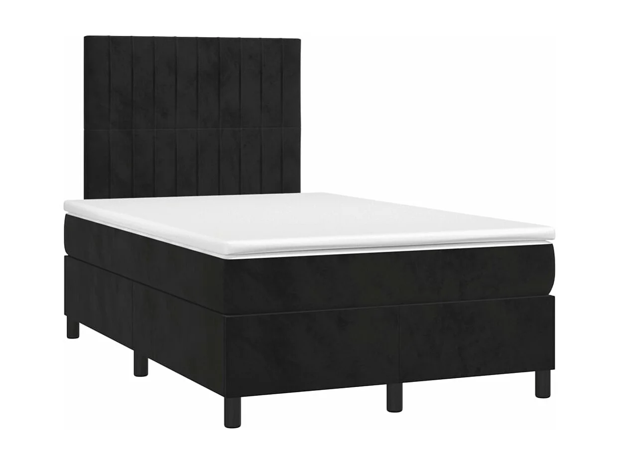 Sommier à lattes de lit avec matelas LED Noir 120x200 Velours