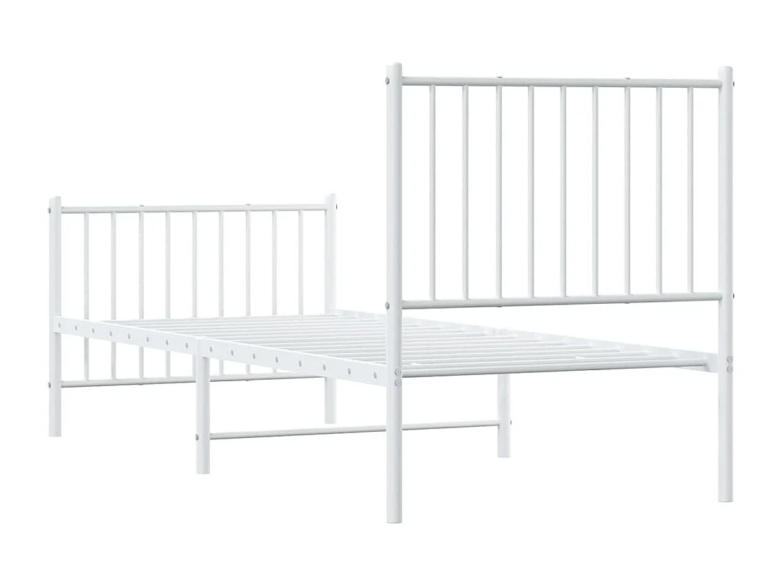 Cadre de lit métal avec tête de lit-pied de lit blanc 75x190