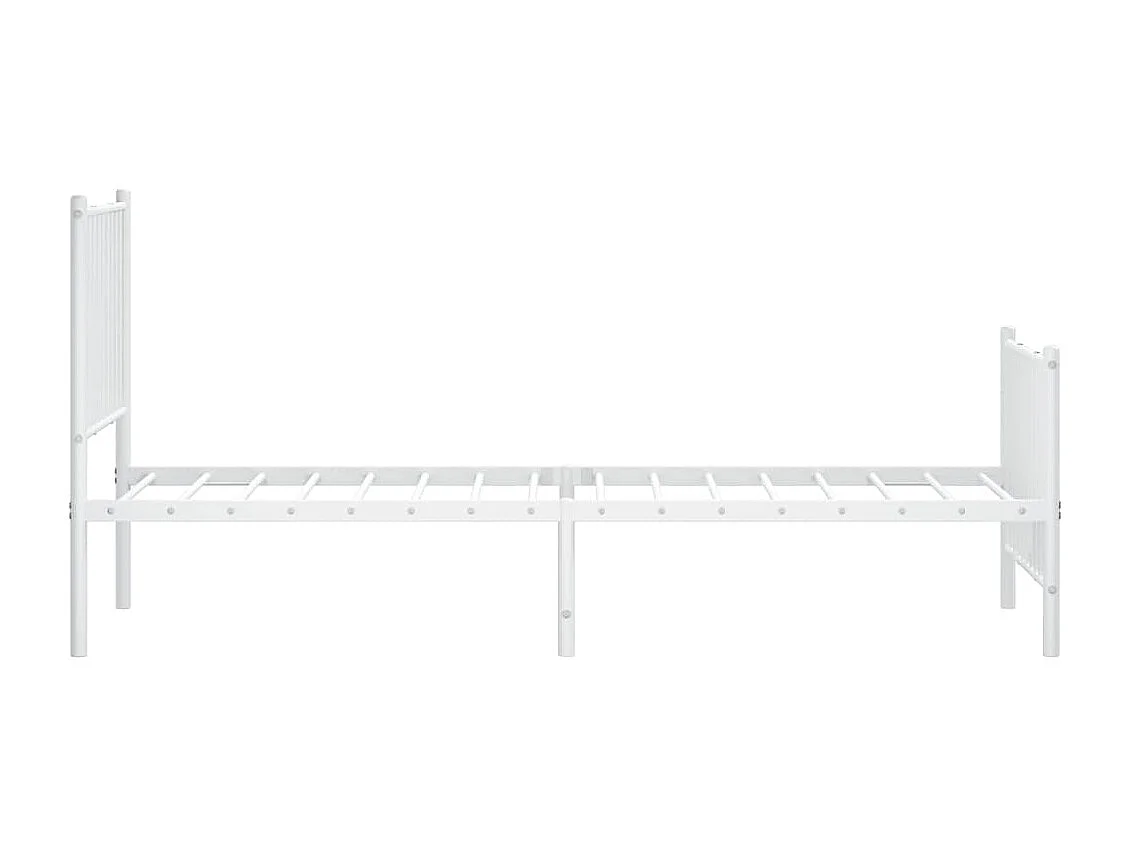 Cadre de lit métal avec tête de lit-pied de lit blanc 75x190