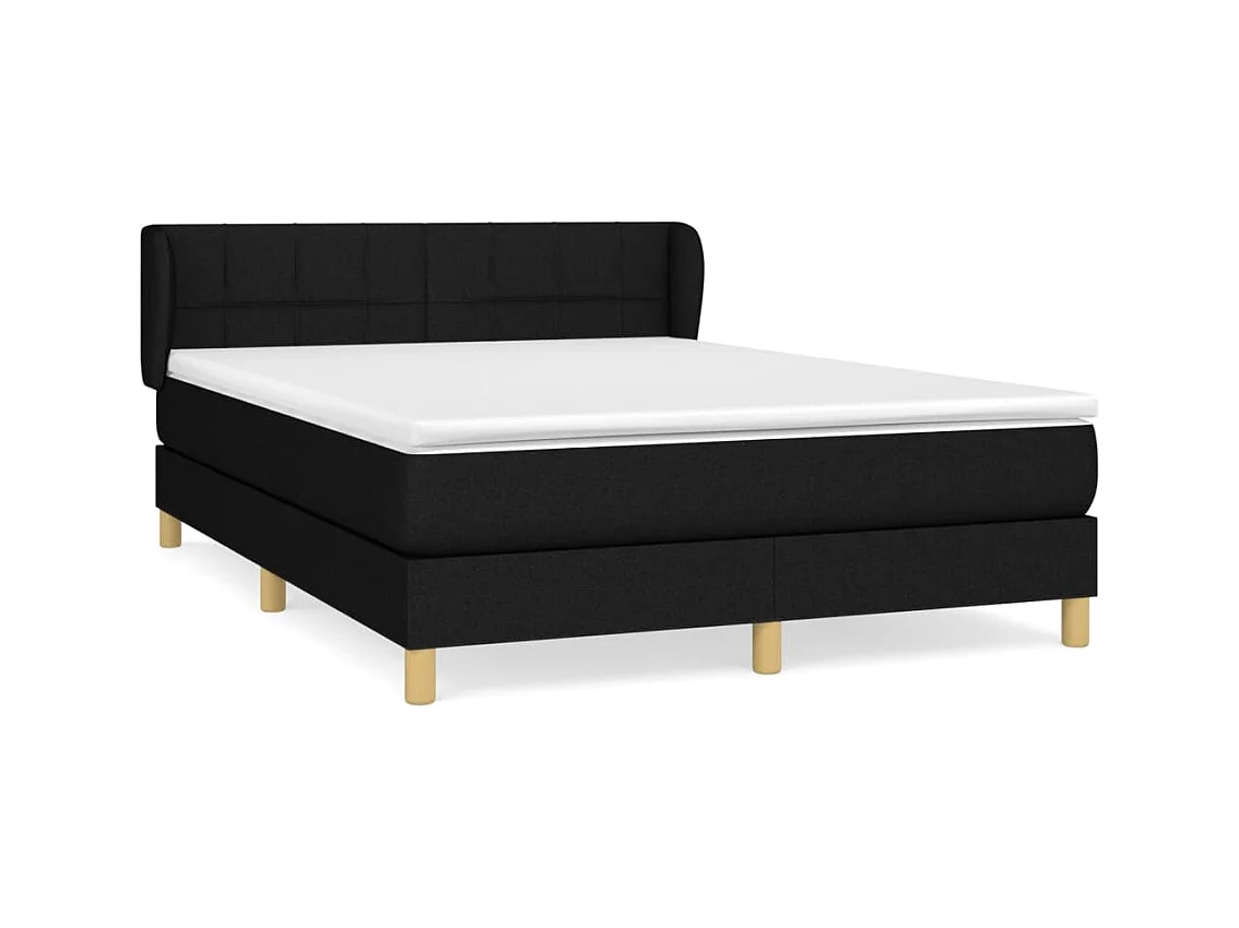 Sommier à lattes de lit avec matelas Noir 140x190 Tissu