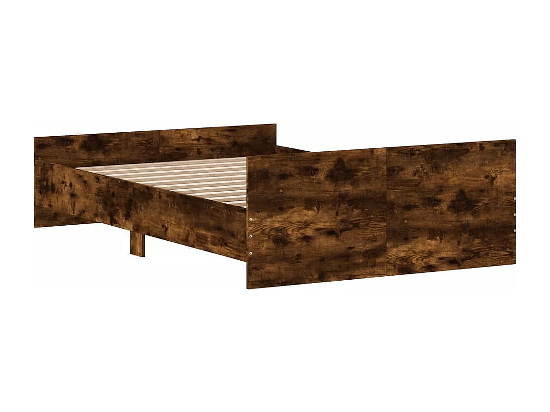 Cadre de lit tête de lit et pied de lit chêne fumé 120x200