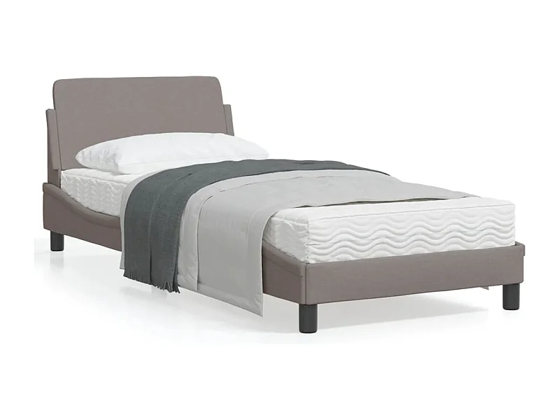 Cadre de lit avec tête de lit Taupe 80x200 Tissu