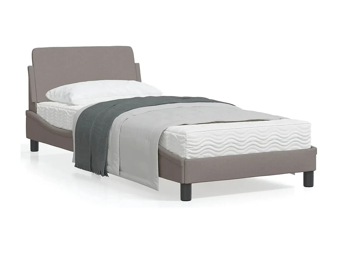 Cadre de lit avec tête de lit Taupe 80x200 Tissu
