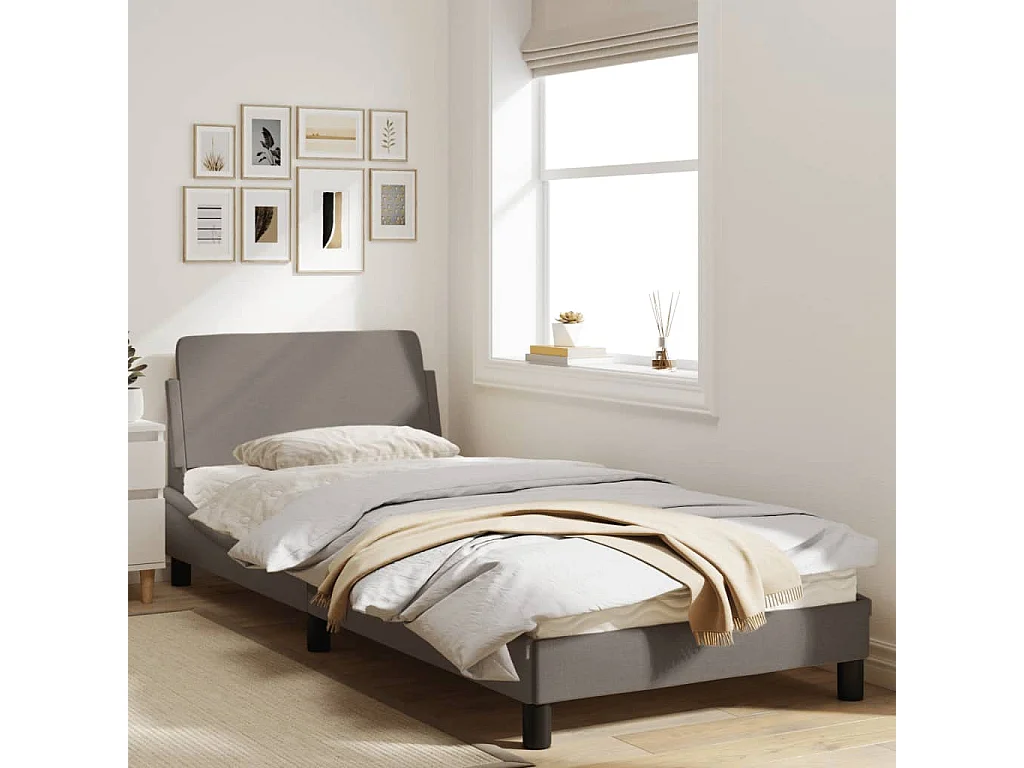 Cadre de lit avec tête de lit Taupe 80x200 Tissu
