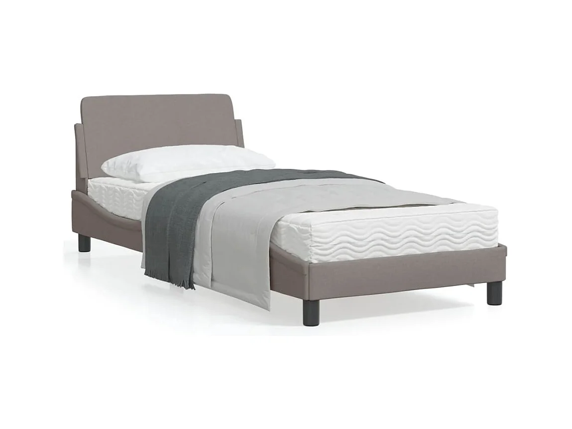 Cadre de lit avec tête de lit Taupe 80x200 Tissu