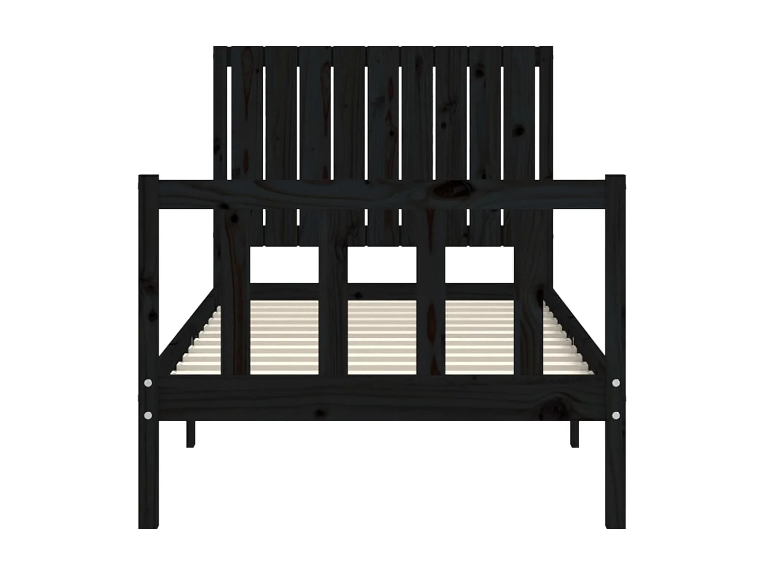 Cadre de lit avec tête de lit noir simple bois massif