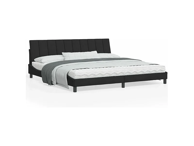 Cadre de lit avec tête de lit Noir 200x200 Velours