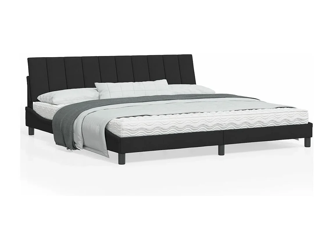 Cadre de lit avec tête de lit Noir 200x200 Velours