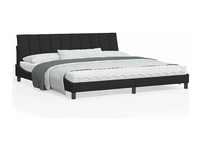 Cadre de lit avec tête de lit Noir 200x200 Velours