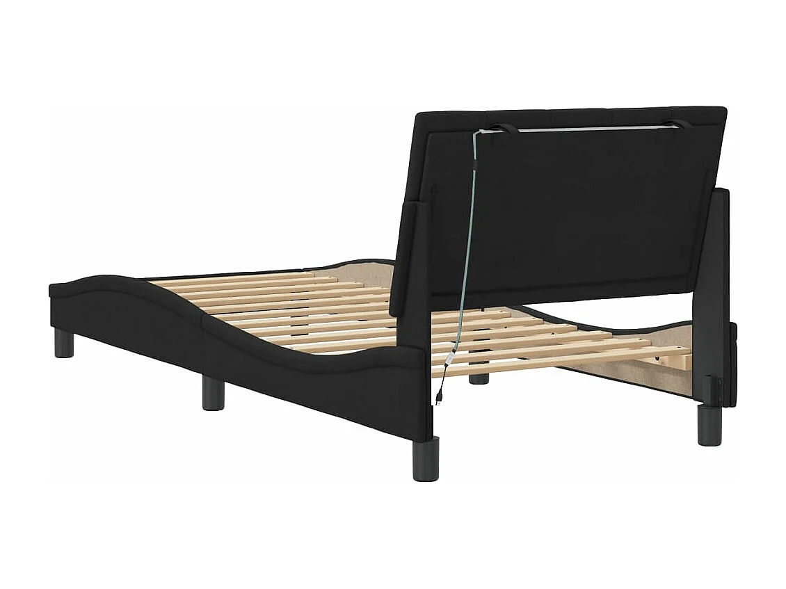 Cadre de lit avec lumières LED noir 90x200 velours