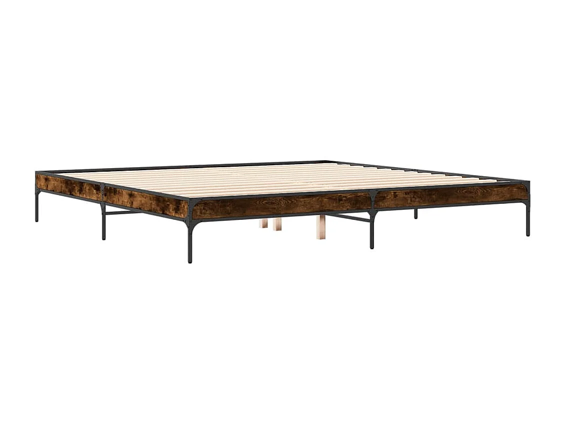 Cadre de lit chêne fumé 200x200 bois d'ingénierie et métal