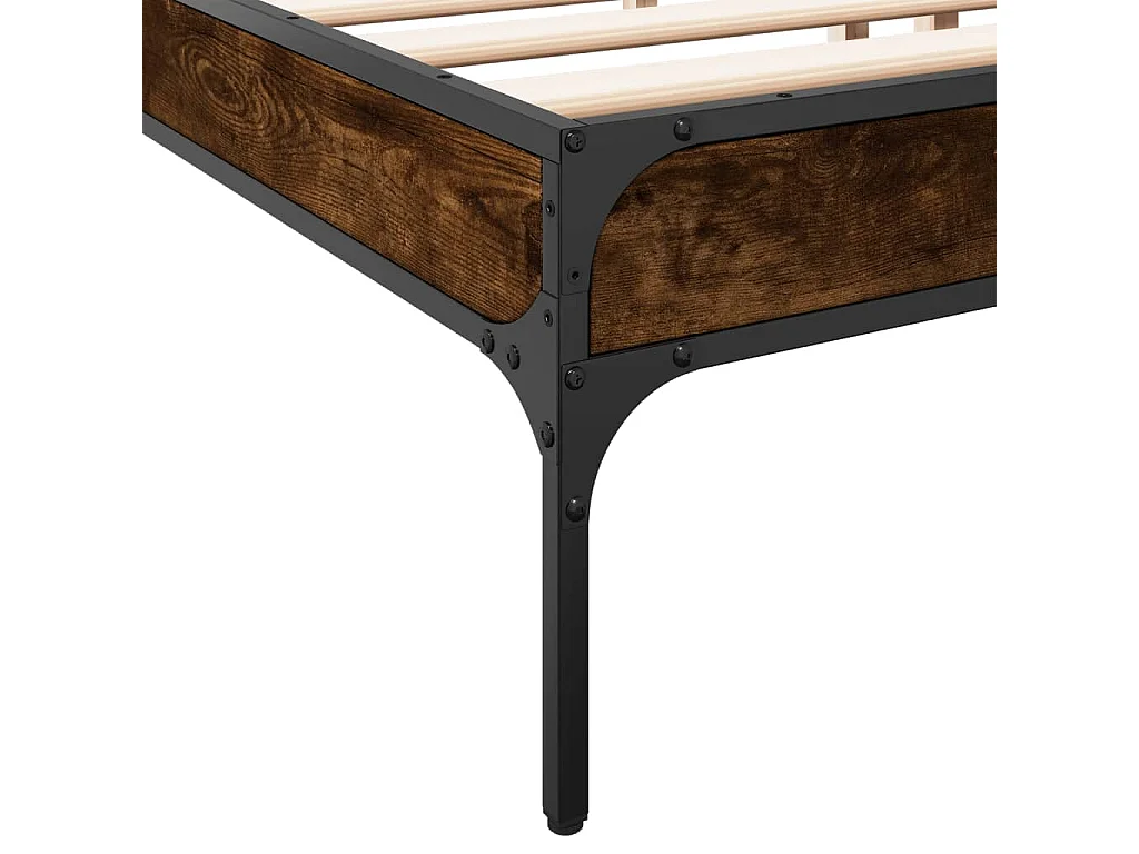 Cadre de lit chêne fumé 200x200 bois d'ingénierie et métal