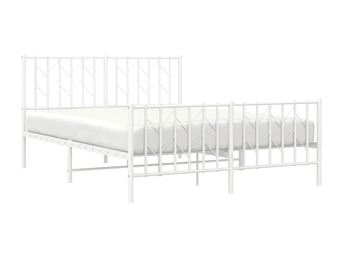Cadre de lit métal avec tête de lit-pied de lit blanc 140x190