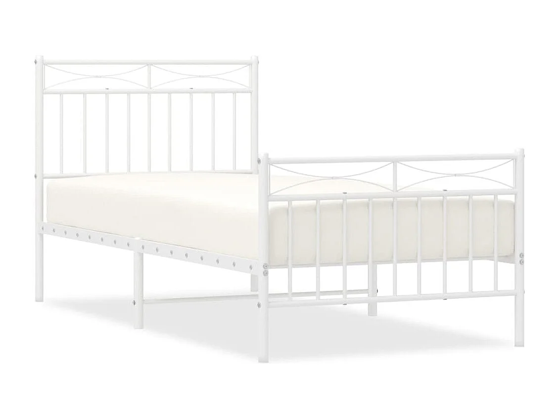 vidaXL Estructura cama metal con cabecero y pie cama blanca 90x200 cm