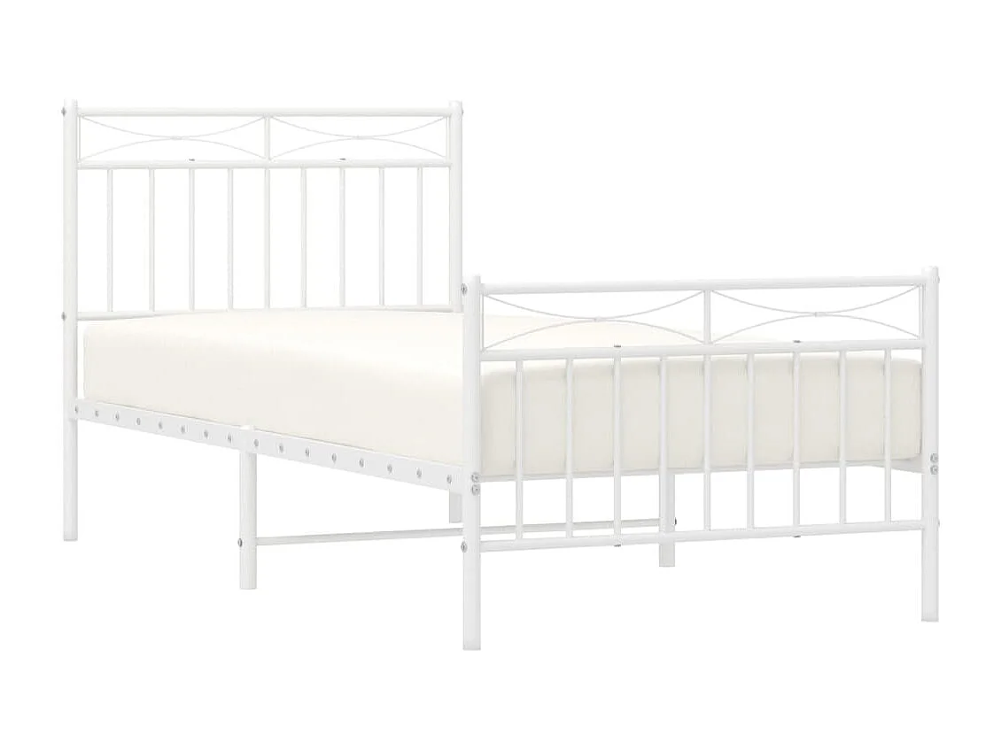 vidaXL Estructura cama metal con cabecero y pie cama blanca 90x200 cm