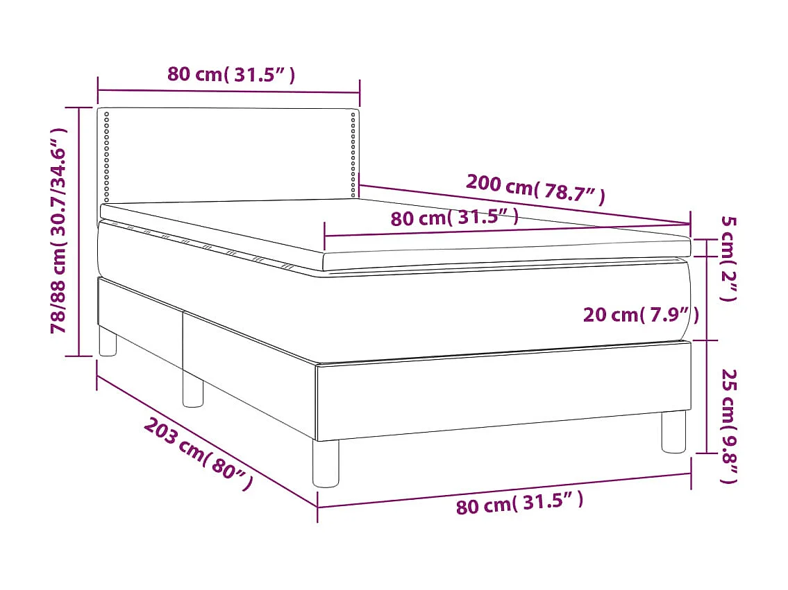 Sommier à lattes de lit avec matelas et LED Gris clair 80x200
