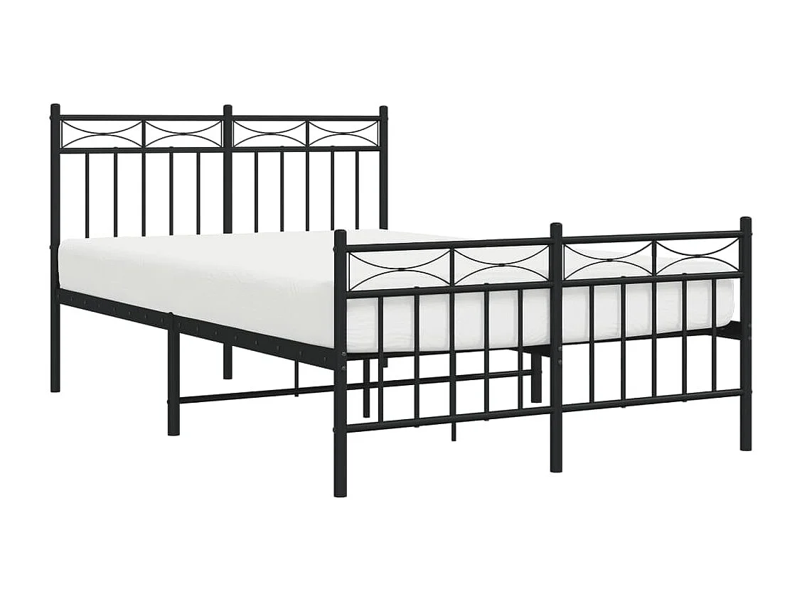 vidaXL Estructura de cama con cabecero y pie metal negro 120x190 cm