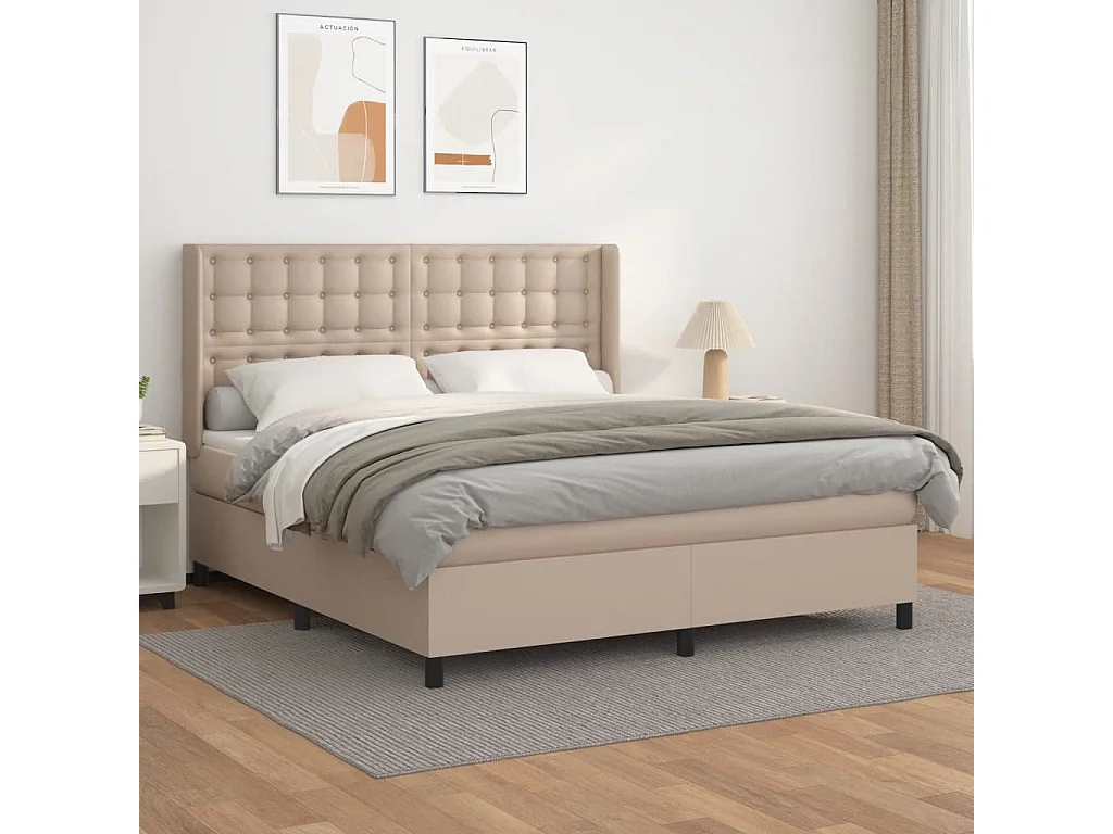 Sommier à lattes de lit avec matelas Cappuccino 160x200