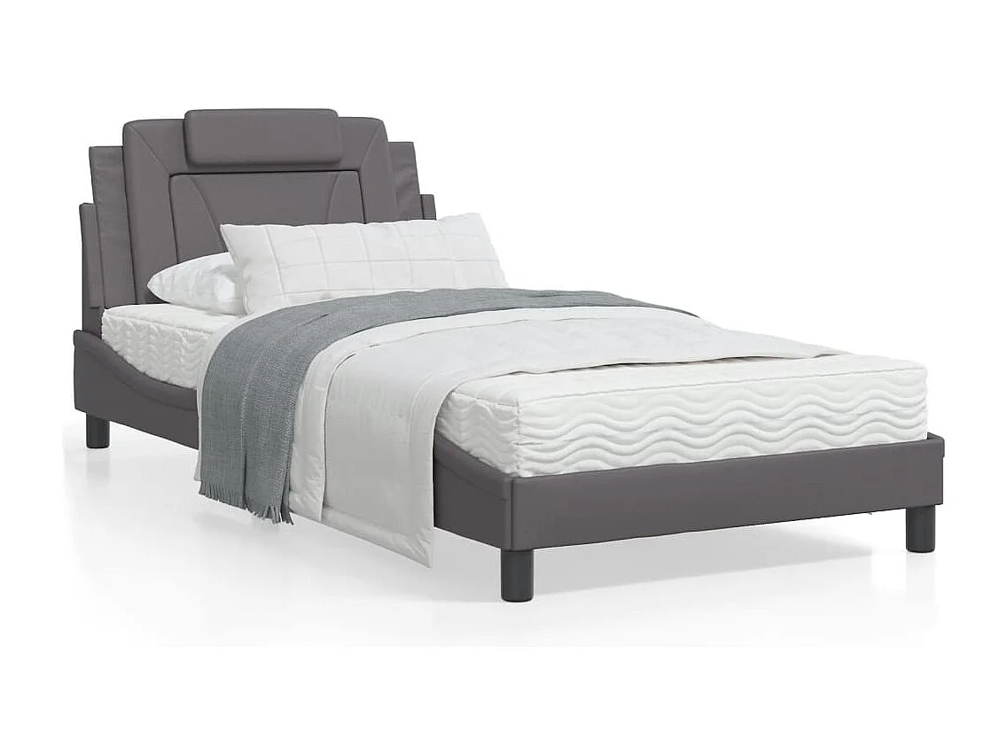 Lit avec matelas gris 100x200 similicuir