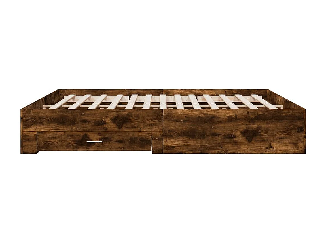 Cadre de lit et tiroirs chêne fumé 200x200 bois d'ingénierie