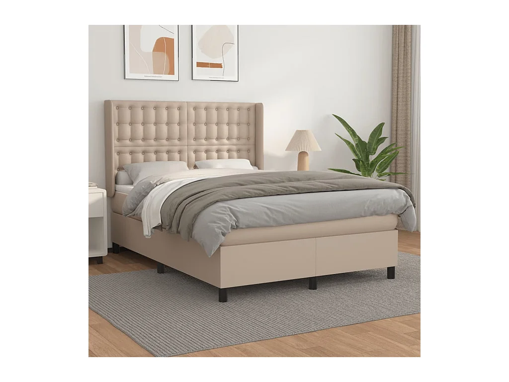 Sommier à lattes de lit avec matelas Cappuccino 140x190