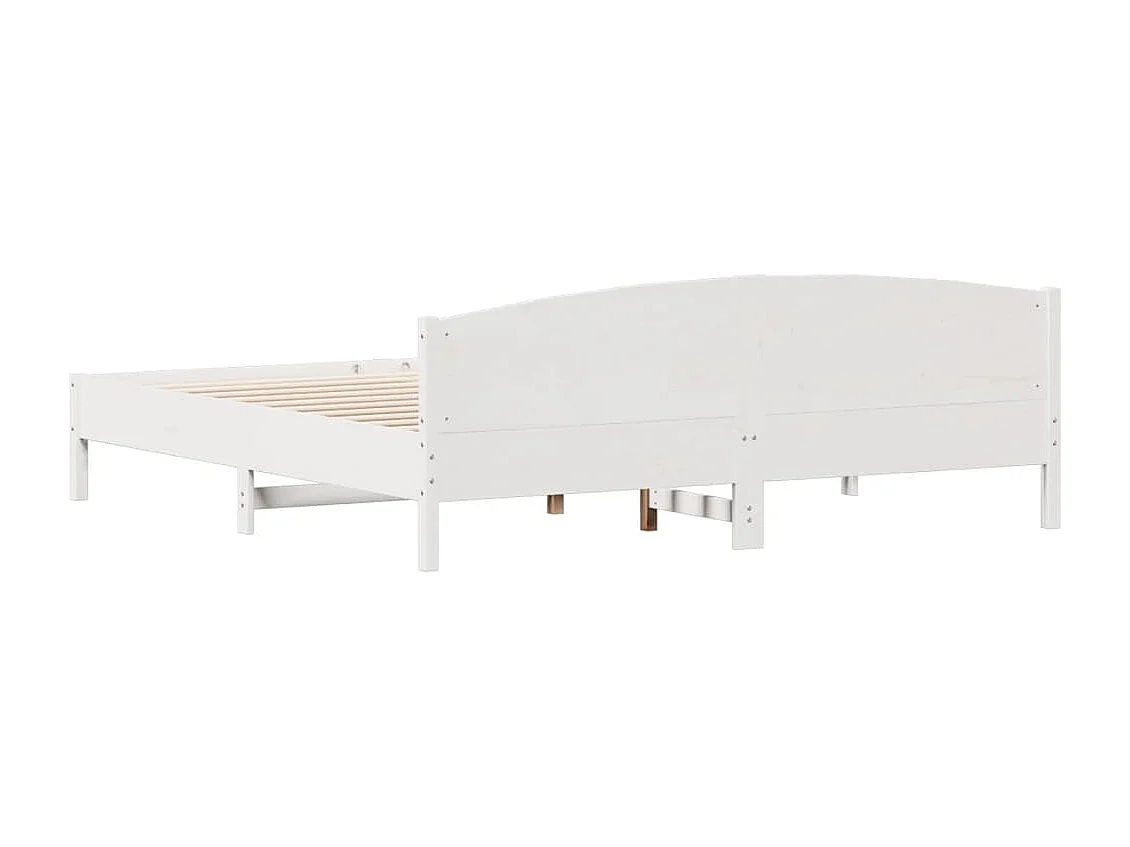 Cadre de lit et tête de lit blanc 200x200 bois de pin massif