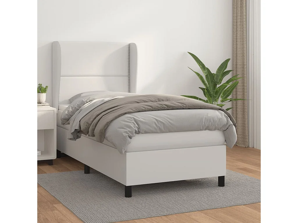 Sommier à lattes de lit avec matelas Blanc 80x200 Similicuir