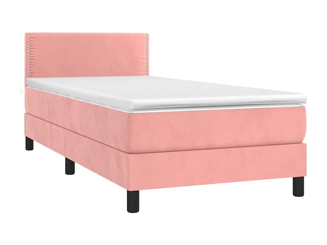 Sommier à lattes de lit avec matelas LED Rose 100x200 Velours