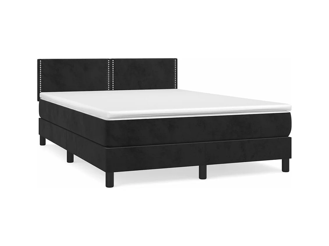 Sommier à lattes de lit avec matelas Noir 140x200 Velours