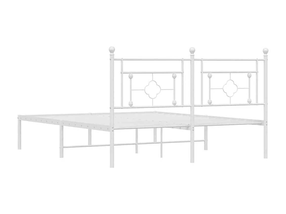 Cadre de lit métal avec tête de lit blanc 160x200