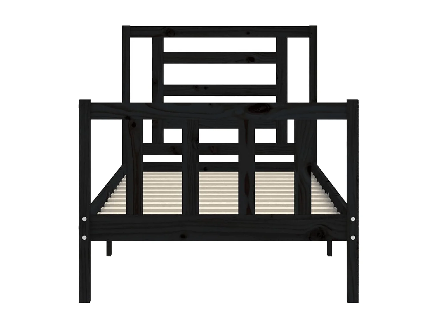 Cadre de lit avec tête de lit noir petit simple bois massif