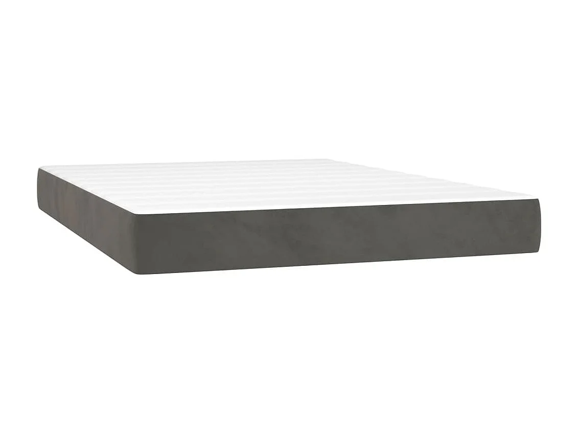 Lit à sommier tapissier et matelas Gris foncé 140x190 Velours