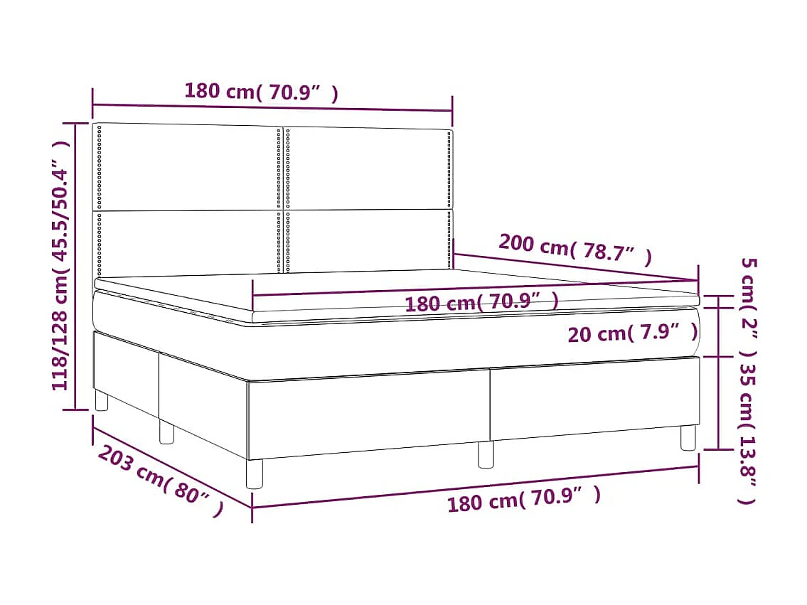 Sommier à lattes de lit avec matelas Noir 180x200 Similicuir